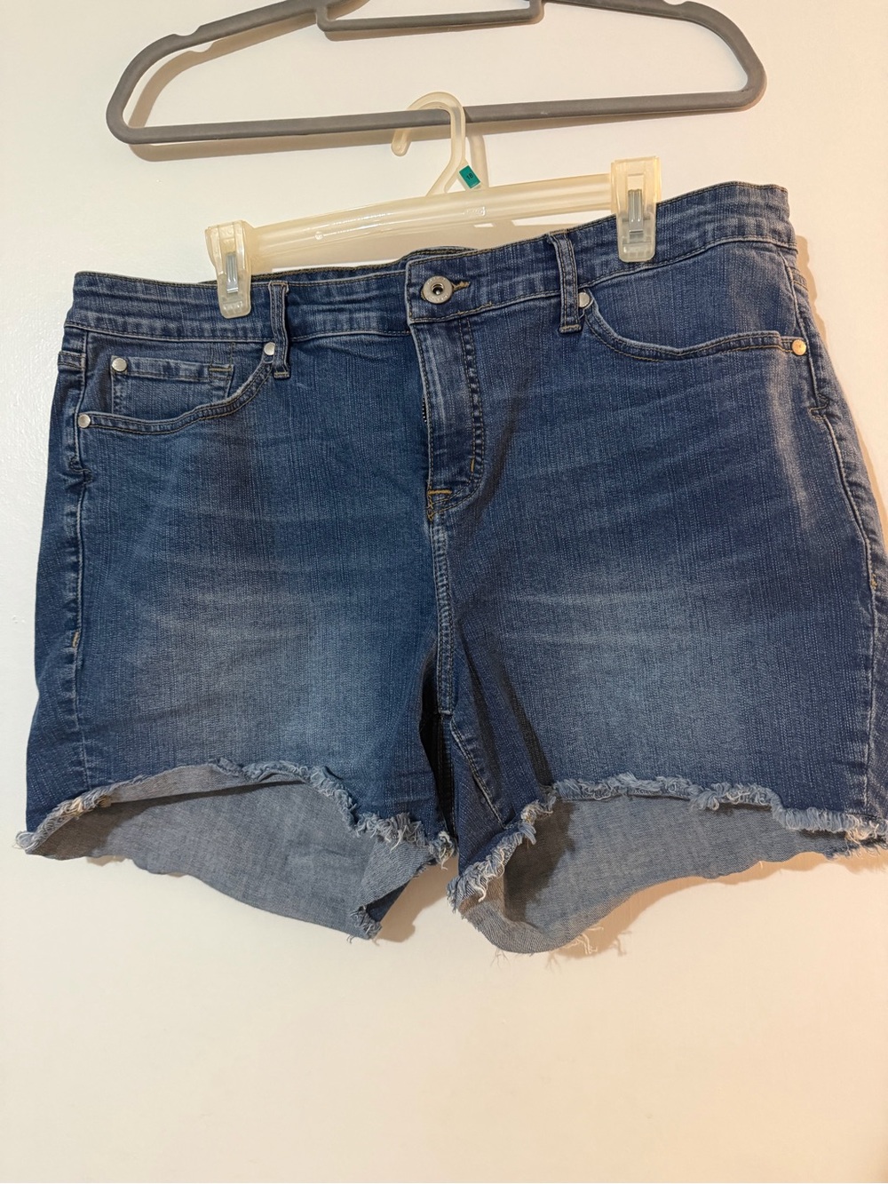 torrid Dark Blue Frayed Hem Denim Shorts